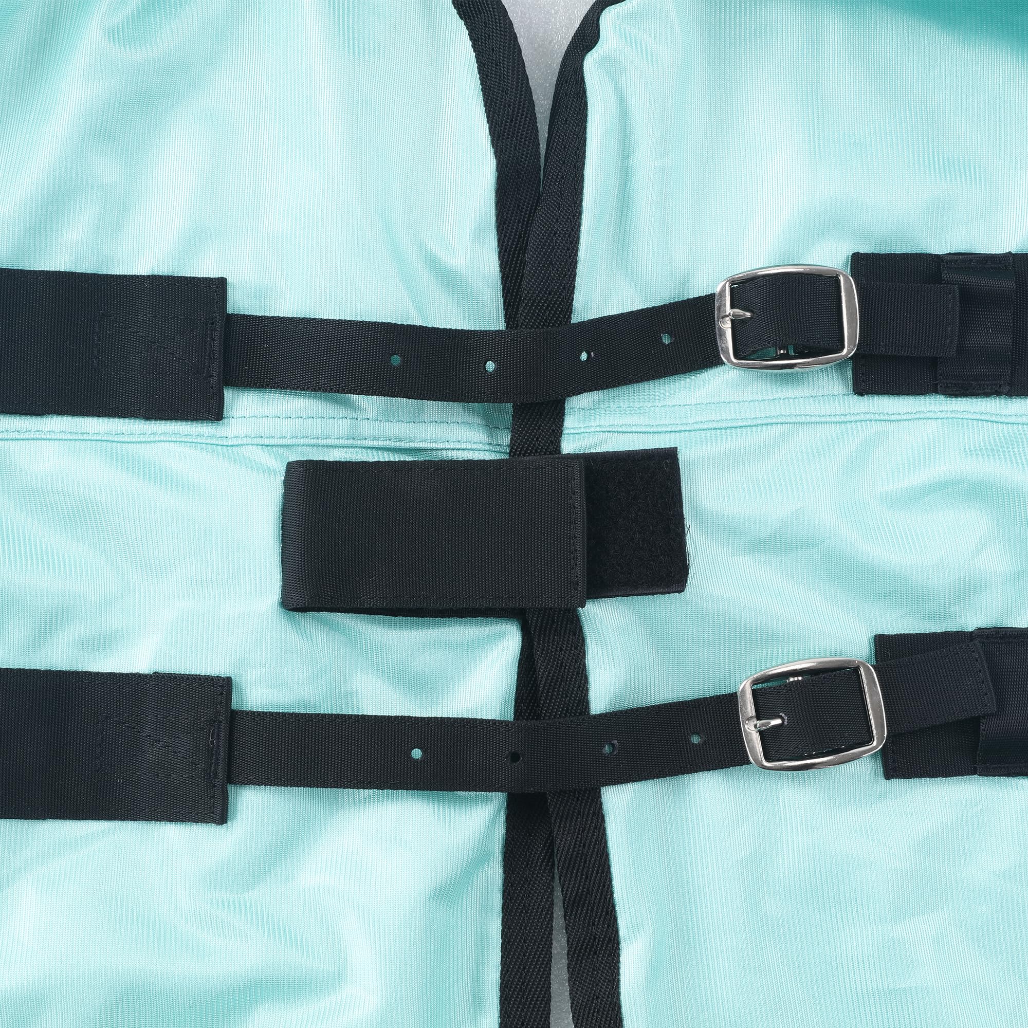 Coperta anti-insetti per cavalli, coperta estiva traspirante con protezione UV e antigraffio, con chiusura pettorale regolabile, tracolla a croce e lacci per le gambe Verde 120 cm