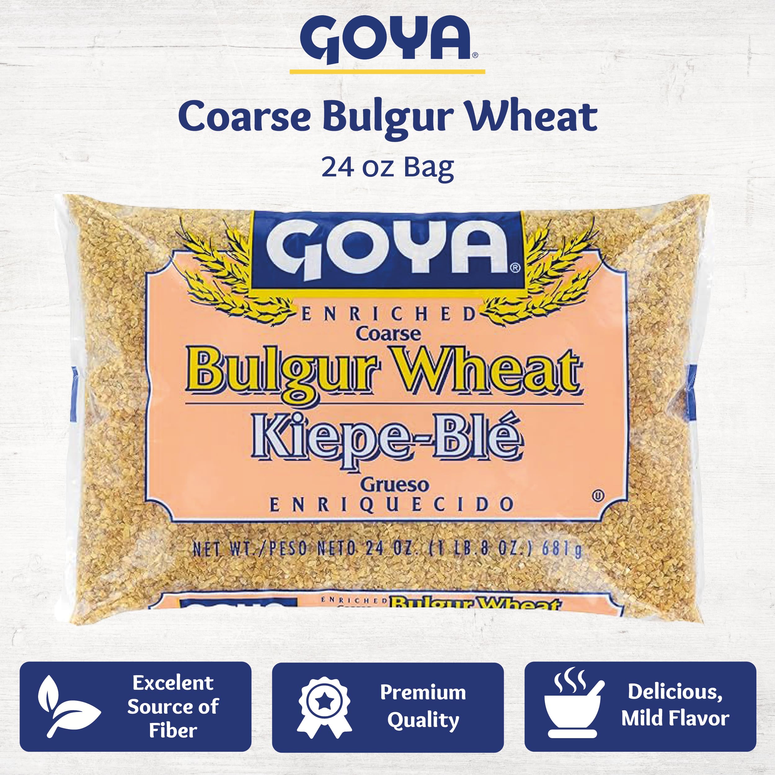 Coarse Bulgur Wheat by Goya, Nutritious Bulgur Wheat for Tabouleh, Salads, Soups, and Pilafs, 24oz. Bag