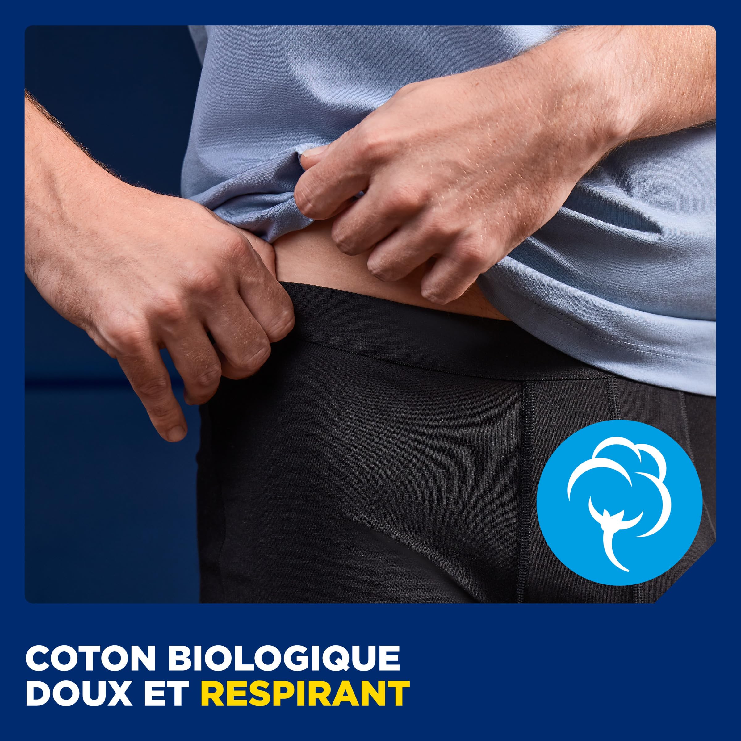 TENA Men - Caleçon de Protection Lavable Homme - Pour les Fuites Urinaires Légères - Coupe Classique - Noir - L