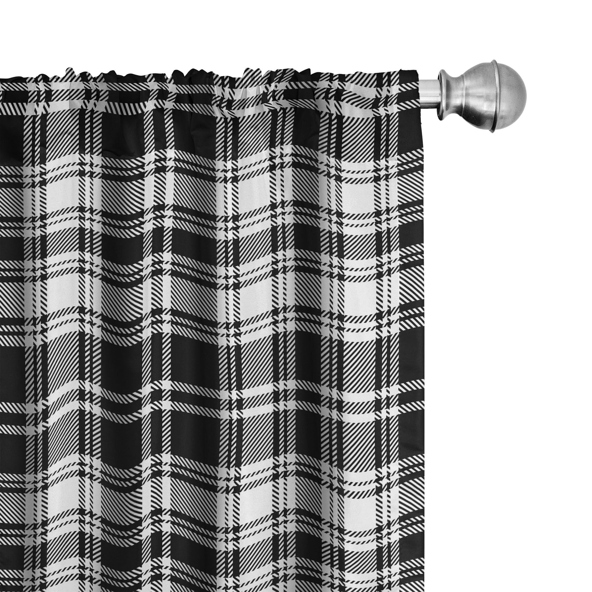 Ambesonne Abstract Curtains, British Tartan Celtic Pattern with Vertical Horizontal Symmetric Stripes Image, Window Treatments 2 Panel Set for Living