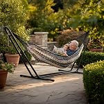 Sunnydaze Handwoven XXL Thick Cord Mayan Double Hammock for Outside - 625-Pound Capacity Heavy-Duty Outdoor Hammock - Black/Natural