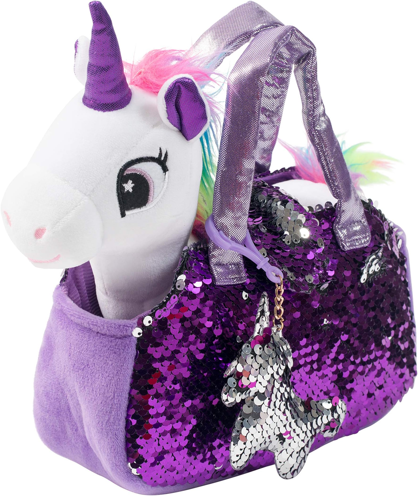 Little Jupiter Plush Pet Set w/Purse - Stuffed Animals for Girls - Unicorn Plush - Stuffed Plushies - Gift for Age 4-5 - 6-7 yrs (White Unicorn)