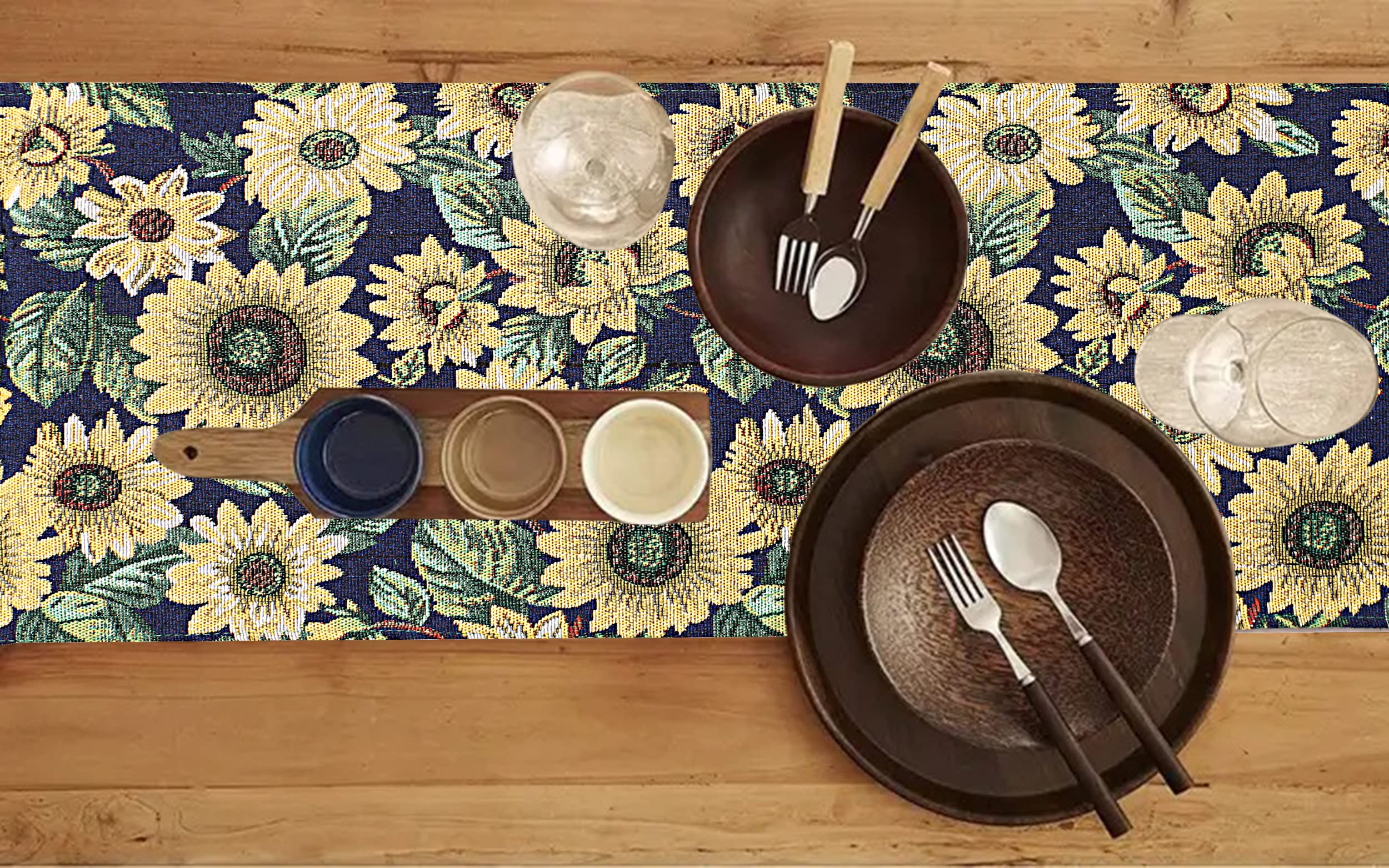 See full amazon price history chart for PRAKARTIK BY INDUARTS 100% Cotton Yellow Sunflower Rectangular Dining Table mat with Runner. Blue & Yellow (Set of 4 + 135 cm Runner) PRAKARTIK BY INDUARTS 100% Cotton Yellow Sunflower Rectangular Dining Table mat with Runner. Blue & Yellow (Set of 4 + 135 cm Runner) (B085VV2K7F) Amazon Price History, Amazon Price Tracker