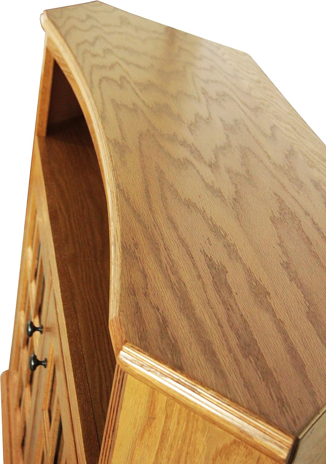 American Heartland Oak Tall Curve Corner TV Stand in Light