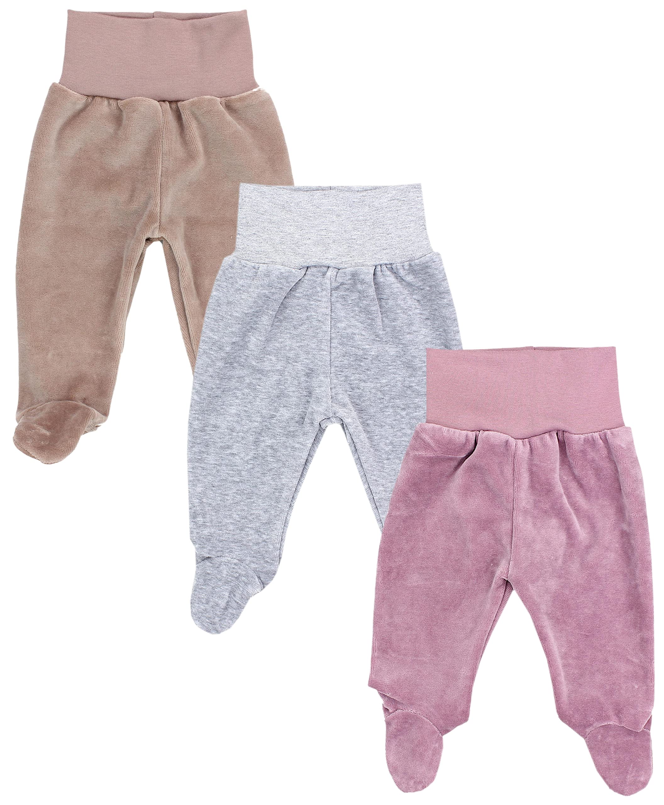 TupTam Pantaloni con Piedini da Neonato per Bambine e Ragazze in Velour, 3 Pezzi
