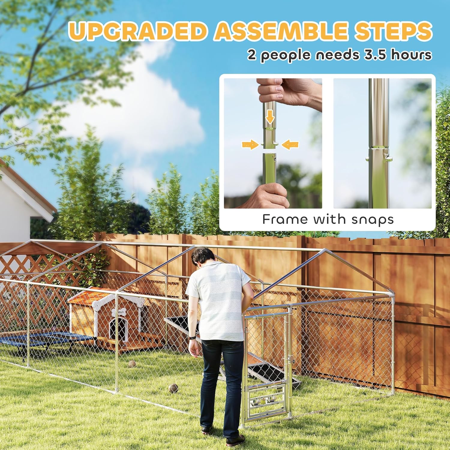 Upgraded assembly steps showing frame with snaps
