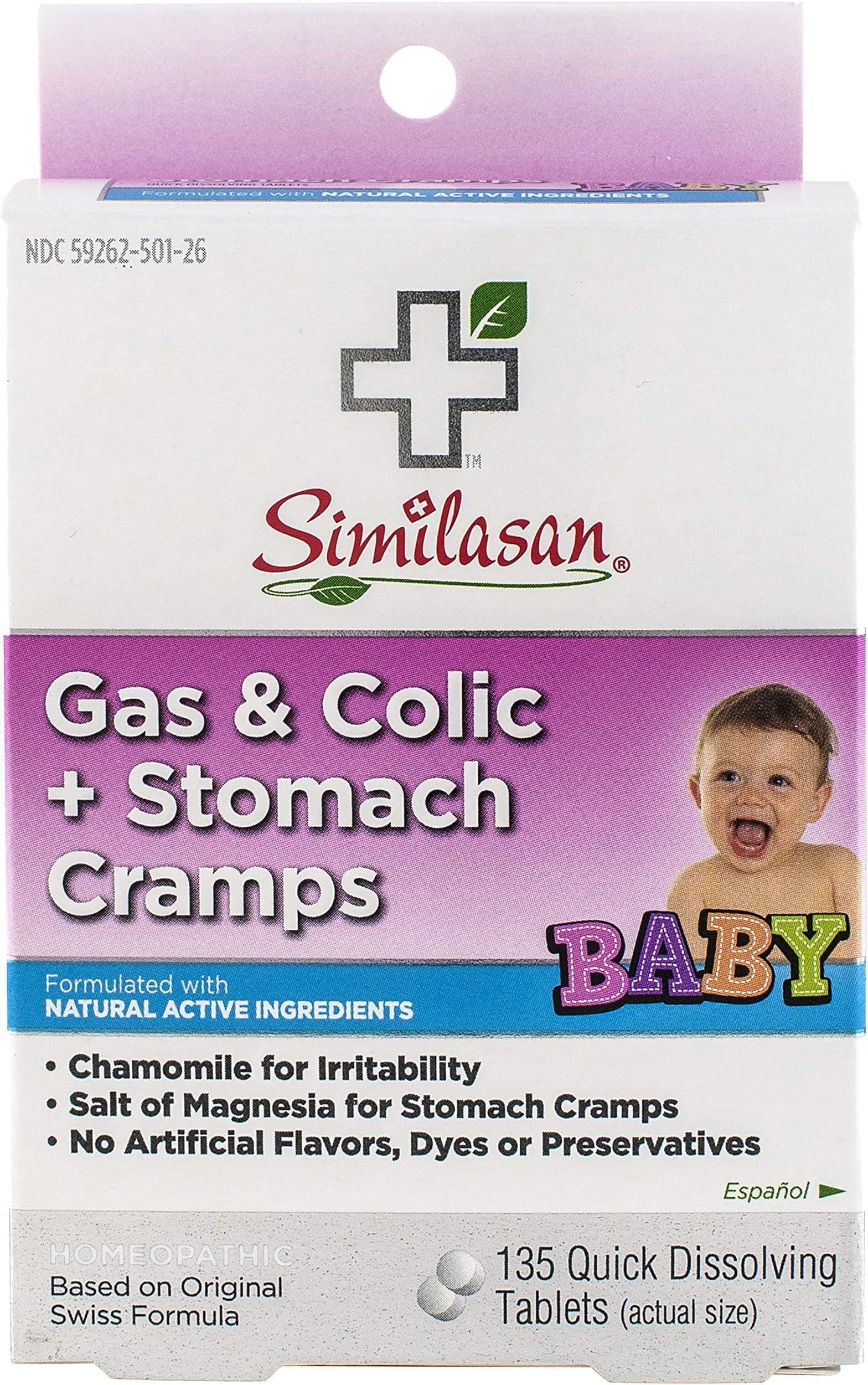 Similasan Gas & Colic Plus Stomach Cramps Quick Dissolving Tablets, 135 Count