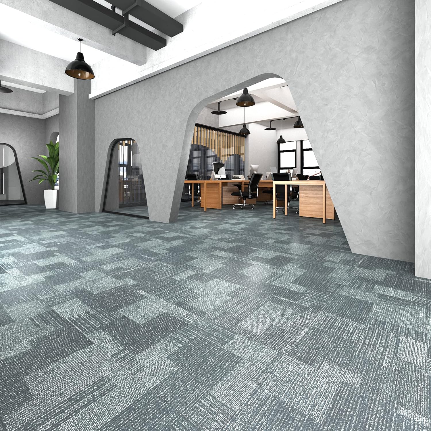 Navy Blue Floor Tile Peel and Stick Vinyl Carpet Office Classroom Stick on Floor Tile 12"x12" Waterproof Removable Self Adhesive Carpet 16-Pack