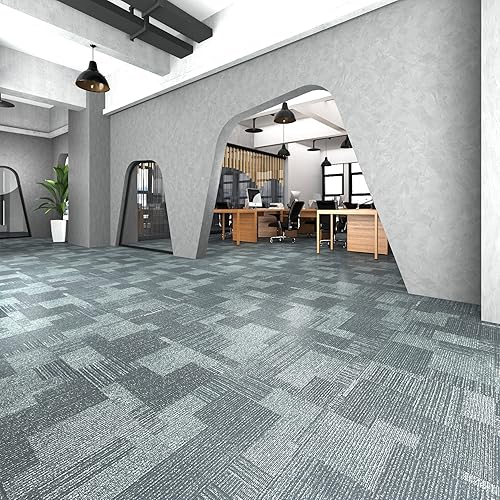 Miniatura 2 de HotDecor Azulejos de vinilo azul, 16 unidades de azulejos de suelo antideslizantes e impermeables para baño, azulejos de vinilo para despegar y