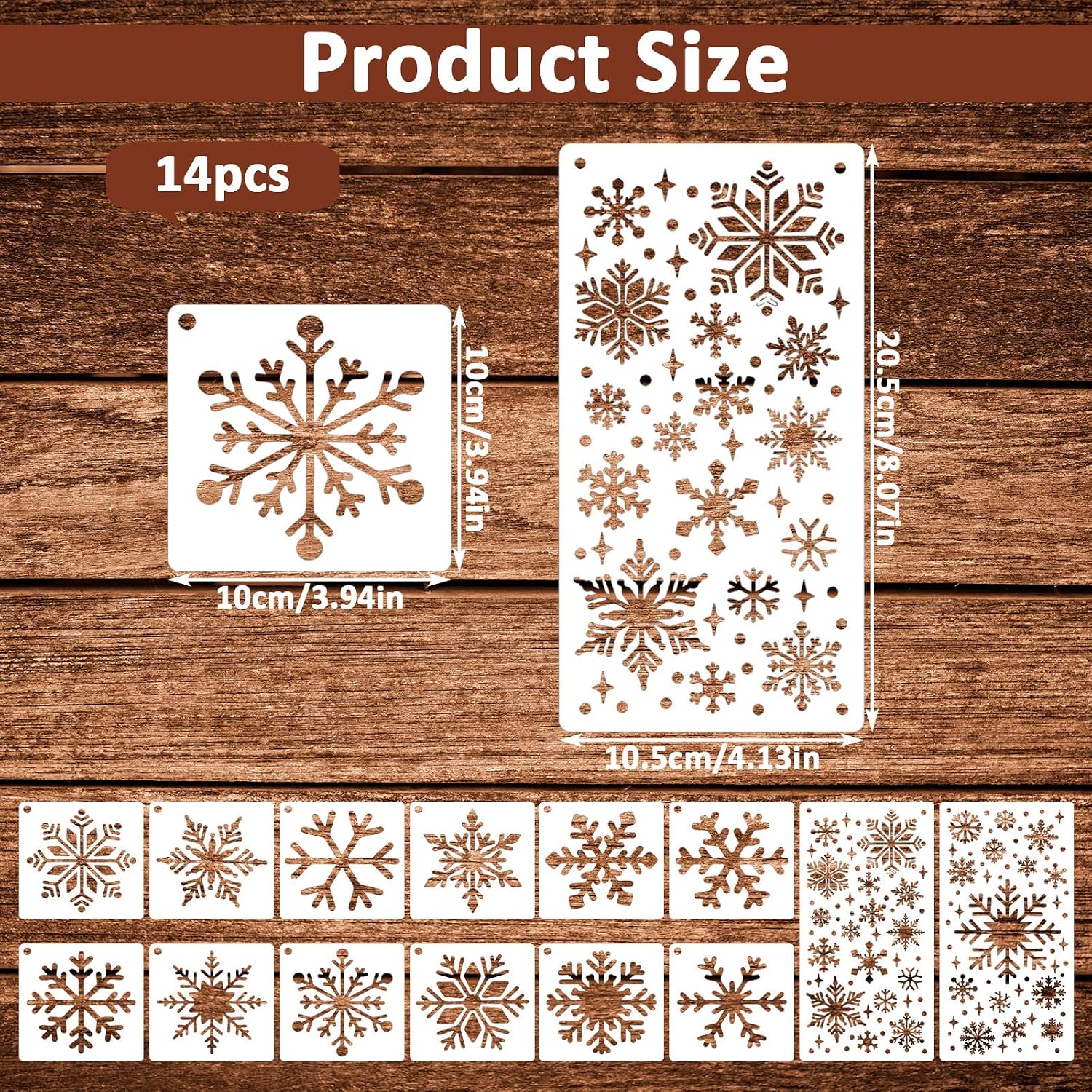 14 Pcs Snowflake Stencils, Reusable Small Christmas Stencil