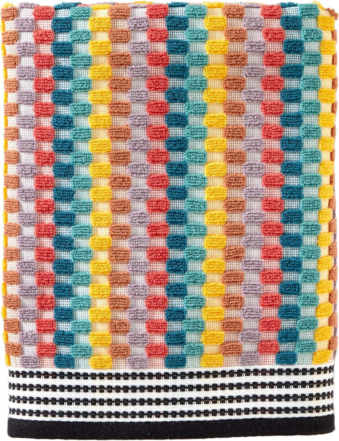 SKL Home Mid-Century Cotton Bath Towel, Soft & Absorbent, Reversible Jacquard, Multicolored