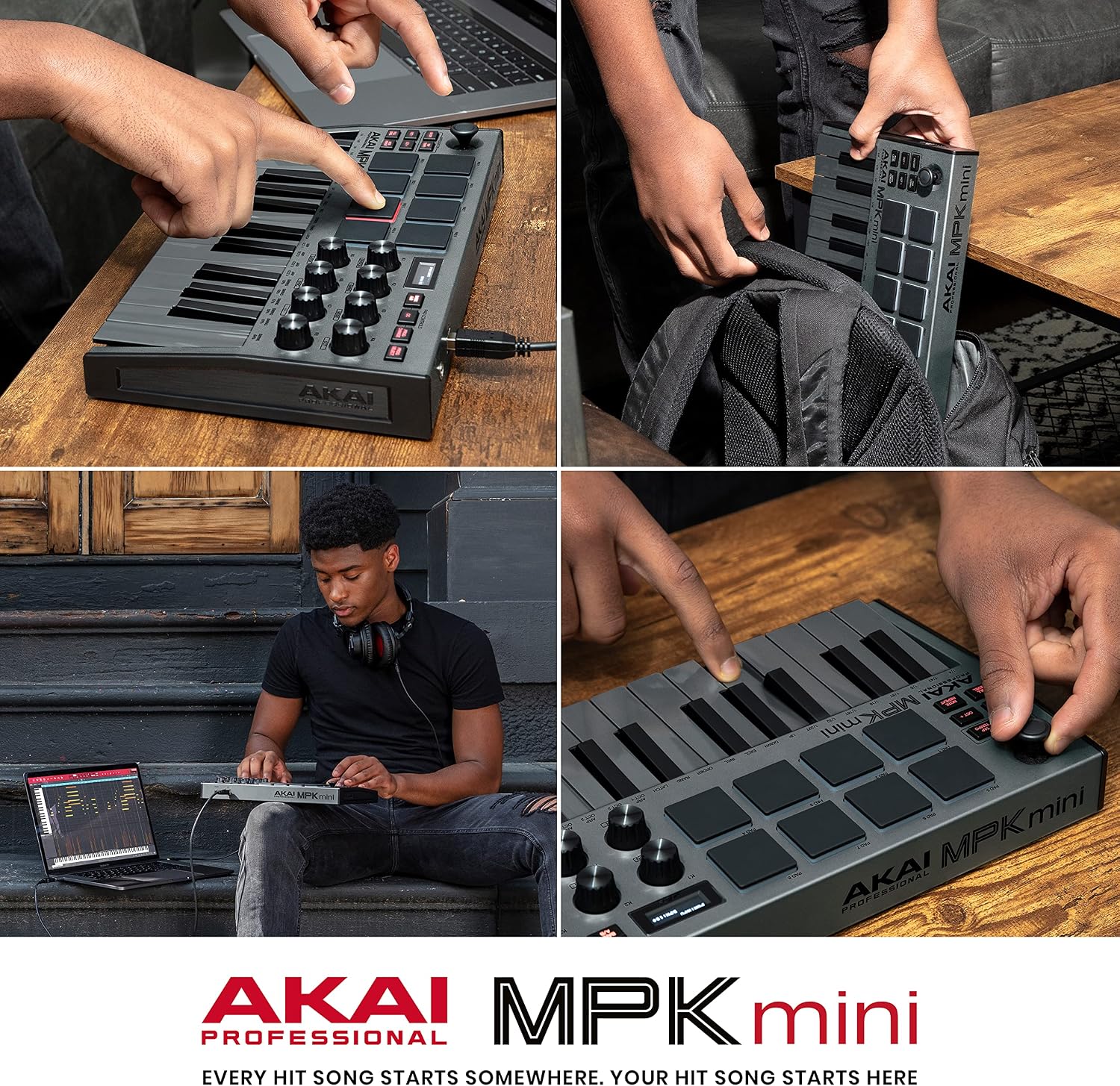AKAI Professional MPK Mini MK3 - 25 Key USB MIDI Keyboard Controller With 8 Backlit Drum Pads, 8 Knobs and Music Production Software Included (Grey)