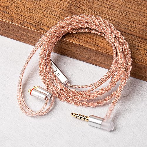 Miniatura 2 de KBEAR - Cable IEM de repuesto de 2 pines con micrófono, 4 núcleos de cobre puro HiFi cable cable de actualización desmontable con enchufe de 0.138