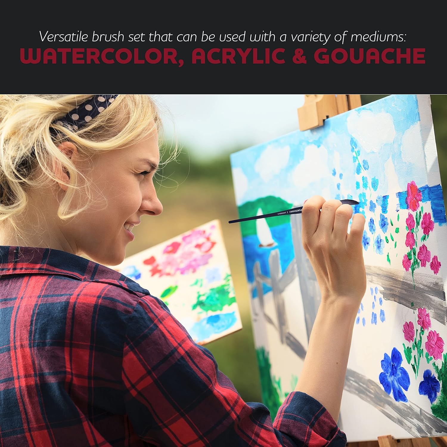 WA Portman Dagger Paint Brush Set of 4 - Dagger Brush for Watercolor & Acrylic - Professional Watercolor Brushes & Acrylic Pinstriping Brush Set - Acrylic & Watercolor Paint Brushes with Comfort Grip