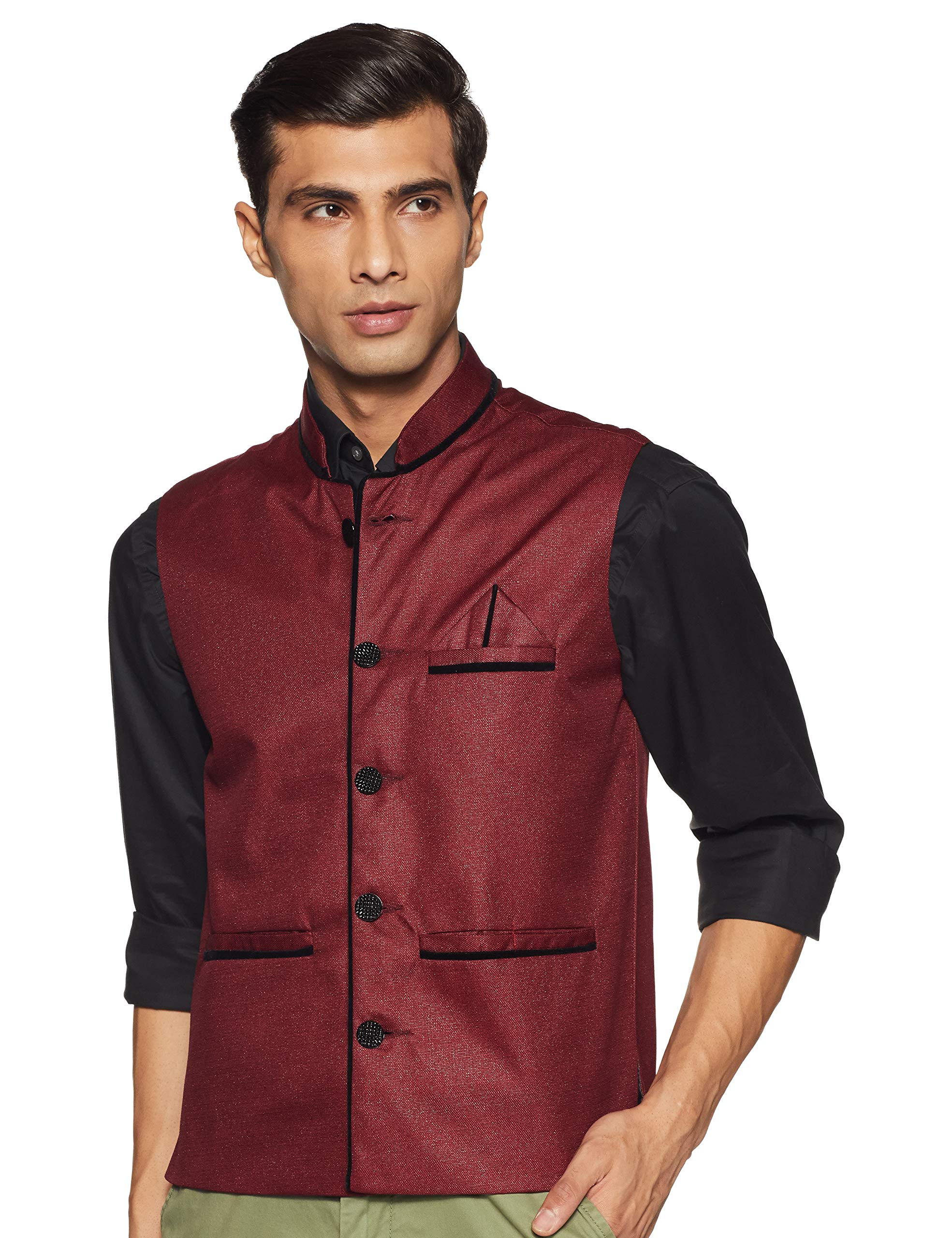 camey Men's Woven Cotton Blend Nehru and Modi Jacket Ethnic Style And Formal Wear Base Coat -24 Colors Available (NEHRU_MAHROON)-picture-31