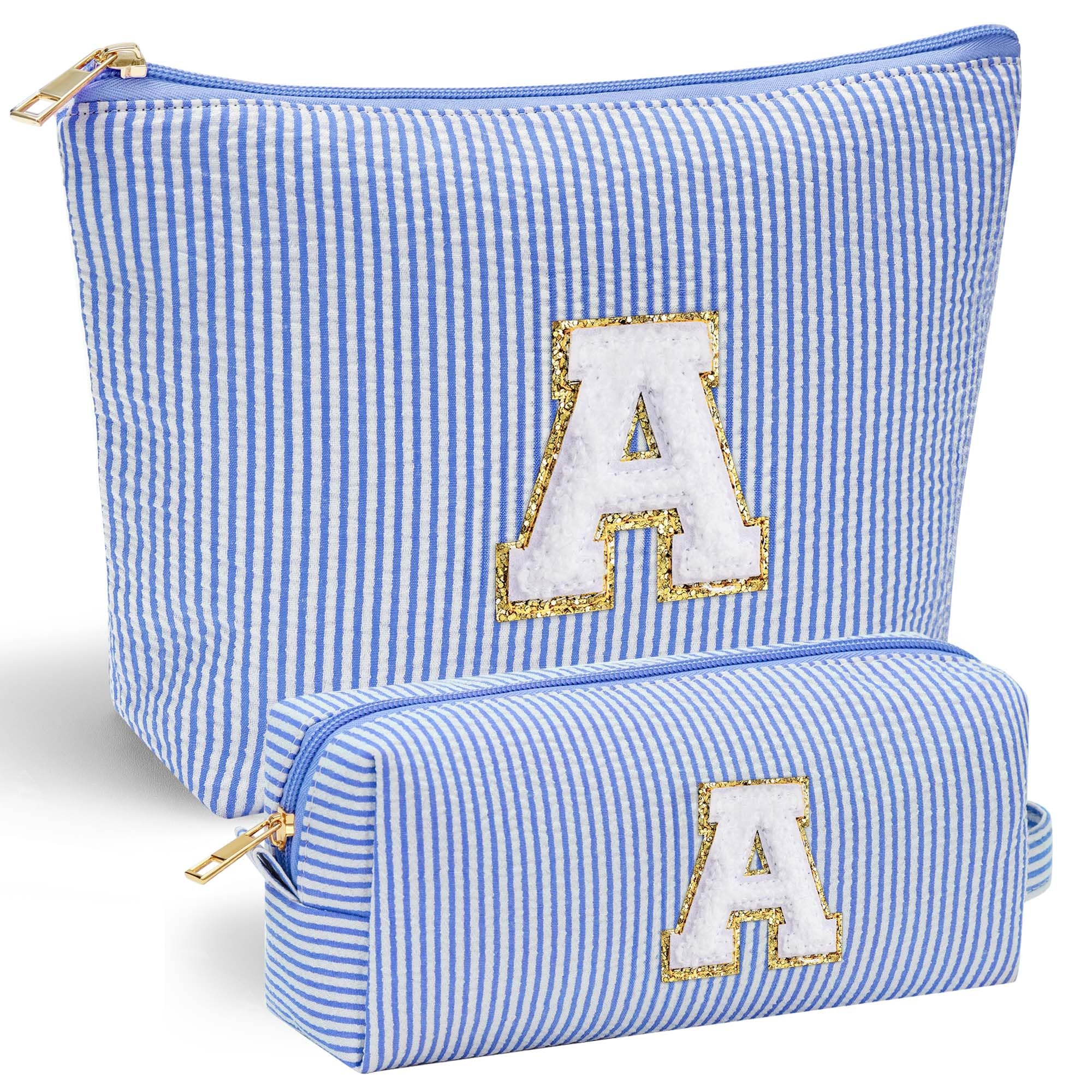 Parima Personalised Gifts for Girls Women - Personalised Make up Bag Initial Make up Bags A Preppy Stuff Birthday Gifts for Women Gift for Girl Womens Girlfriend Teenage Girls Gift Makeup Bag