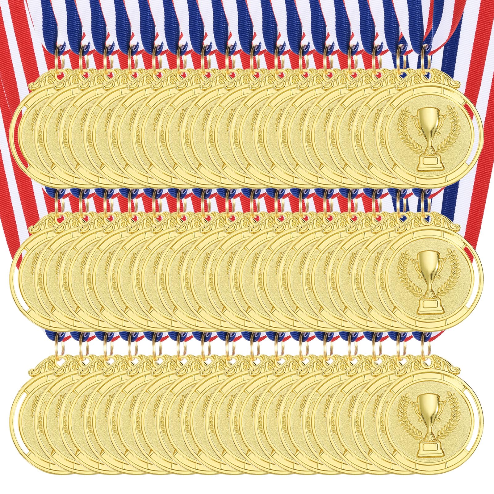 QUARKZMAN Goldmedaillen Medaille Metall Siegermedaillen mit Halsband Trophäenmuster für Sportstag Mini Olympiade Team Sportspiele Wettkämpfe Party Favors