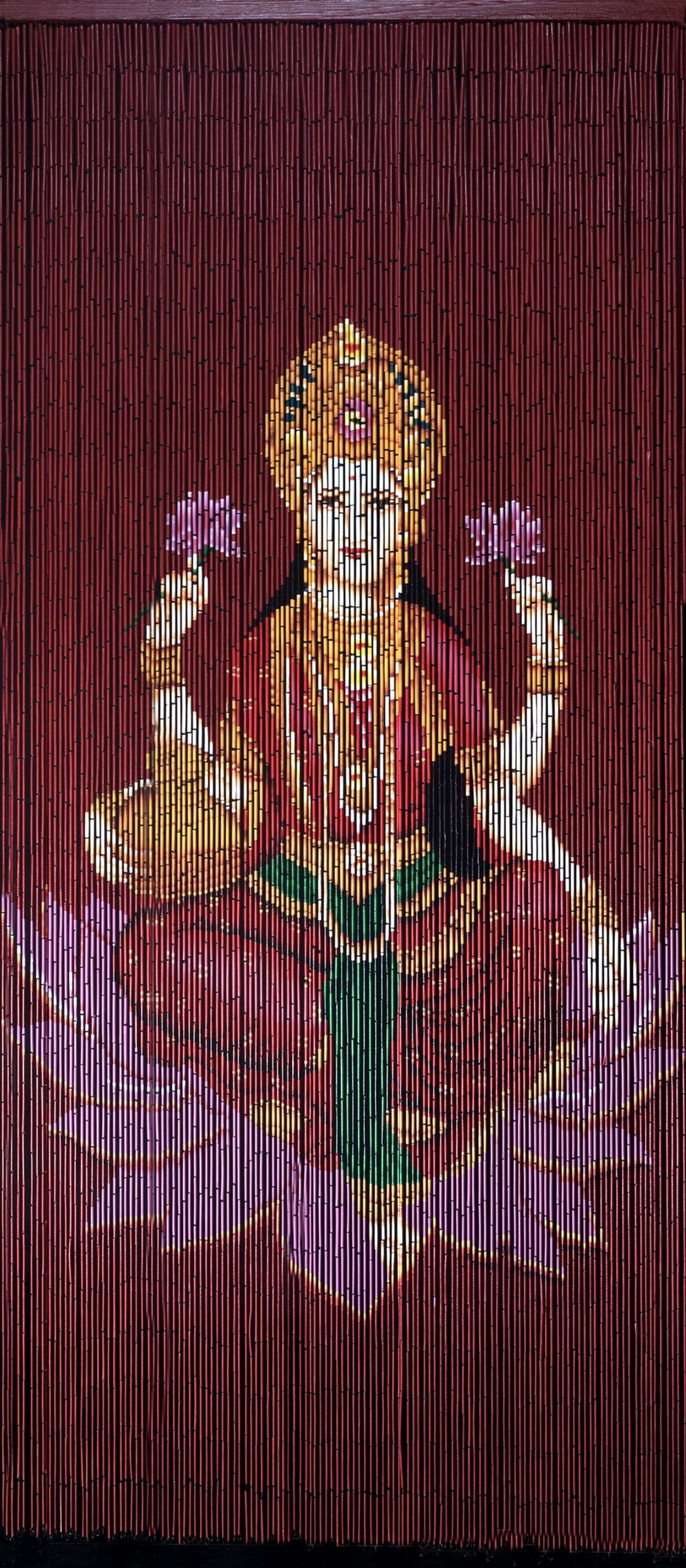 Bamboo Beaded Curtain Hand Painted-Lakshmi (R)