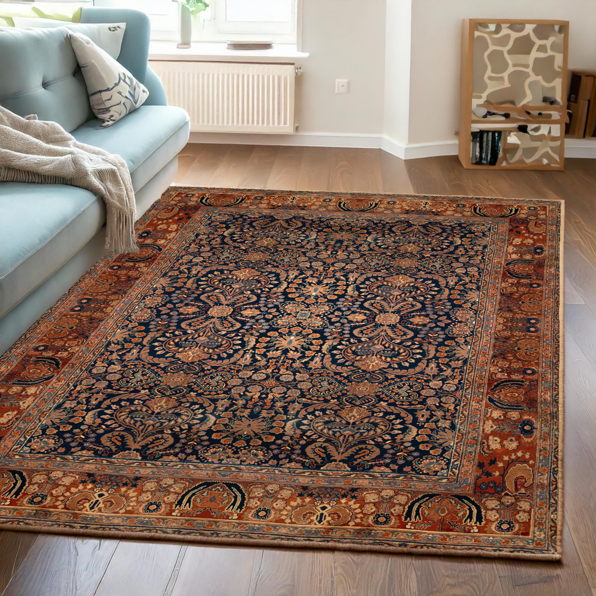 ishro home 4x6 Feet 3D Jet Multi Printed Carpet Rug Runner and Carpets for Bedroom/Living Area/Home with Anti Slip Backing (Rustique Night, 4x6 fts)