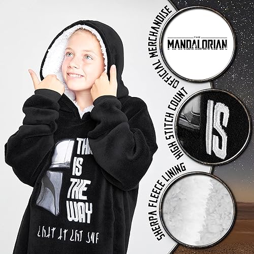 Miniatura 9 de Disney The Mandalorian - Manta con capucha para niños y adolescentes, manta de forro polar Baby Yoda, MarrónVerde