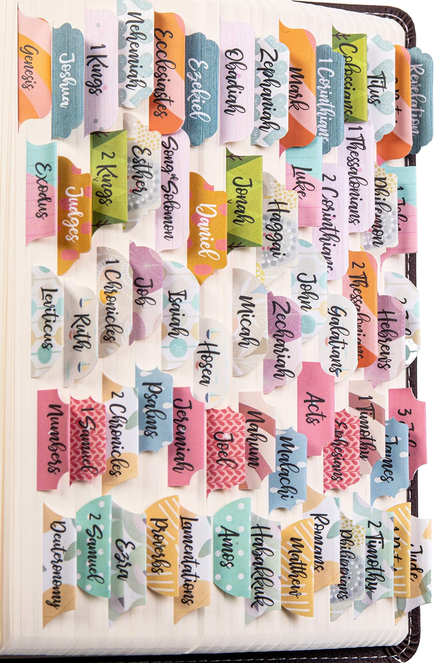 DIVERSEBEE Laminated Bible Tabs (Large Print, Easy to Apply), Study Journaling Supplies, Index Book Tabs for Women, Accessories (Diverse)