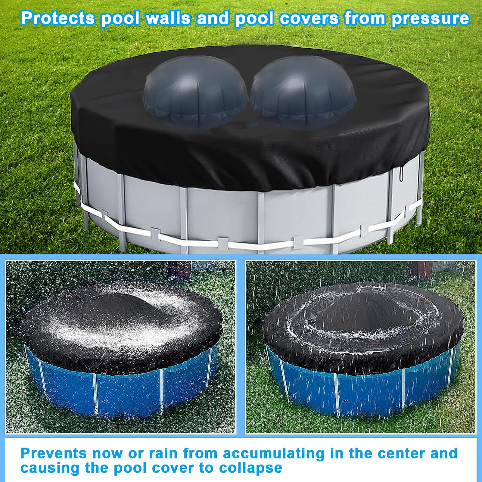 Coussin D'hiver Pour Piscine Hors-sol - 2 Pièces 100x100 Cm - PVC Résistant Au Gel - Protection Hivernale Avec Kit Réparation - 4