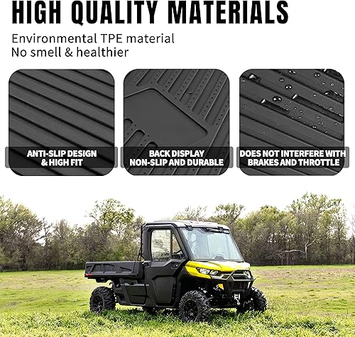 Miniatura 3 de Alfombrillas TPE para Can-Am DefenderDefender MAX Accesorios 2016-2025, 2 piezas de protección para todo tipo de clima, forros de piso de primera