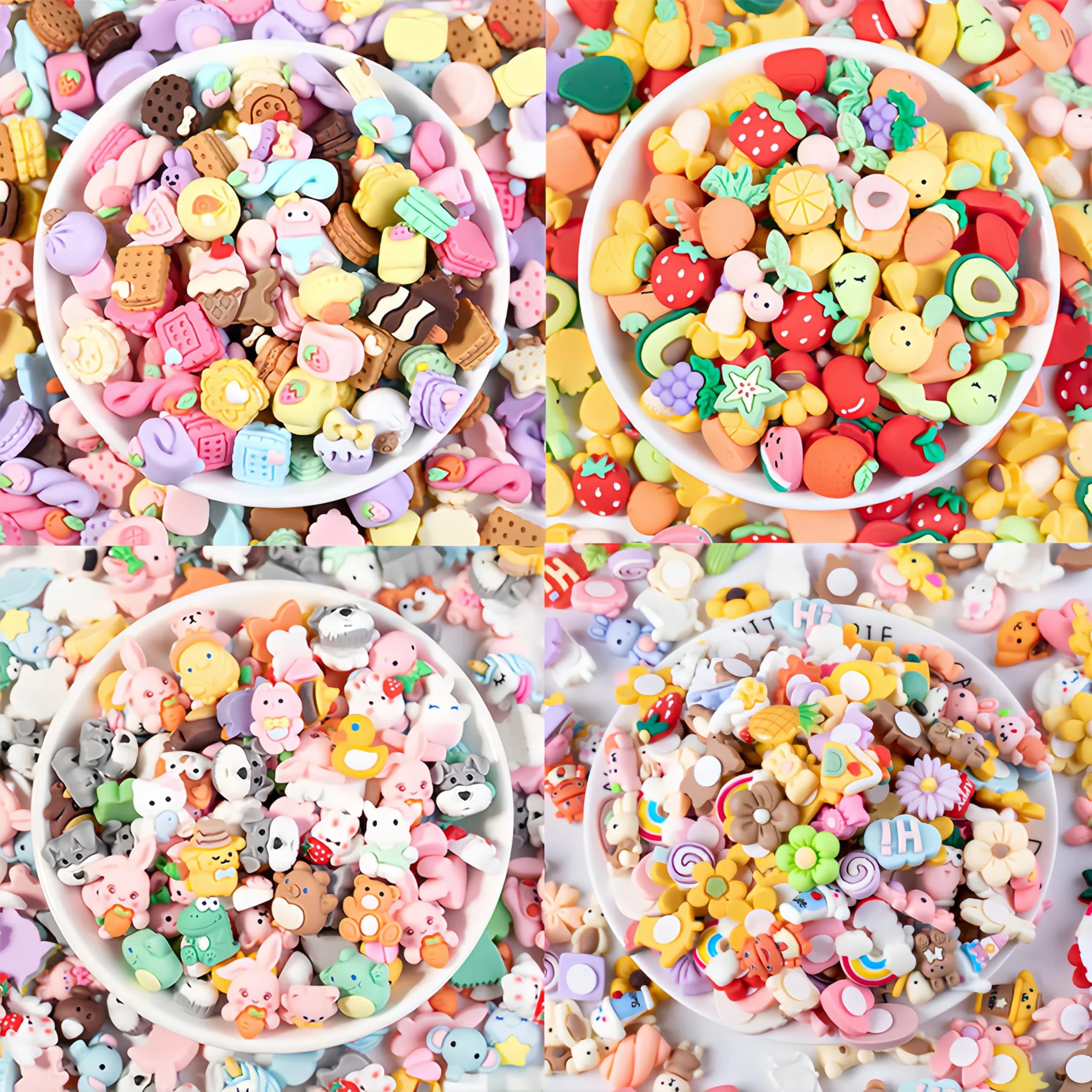 Tokaneit Urocze Zawieszki Paznokci Zywicy 100szt, Masowe Płaskie Zawieszki z Zywicy Slime Plecami, Losowy Styl, do Rzemiosła, Ornament Scrapbooking, Artykuły Dla Majsterkowiczów