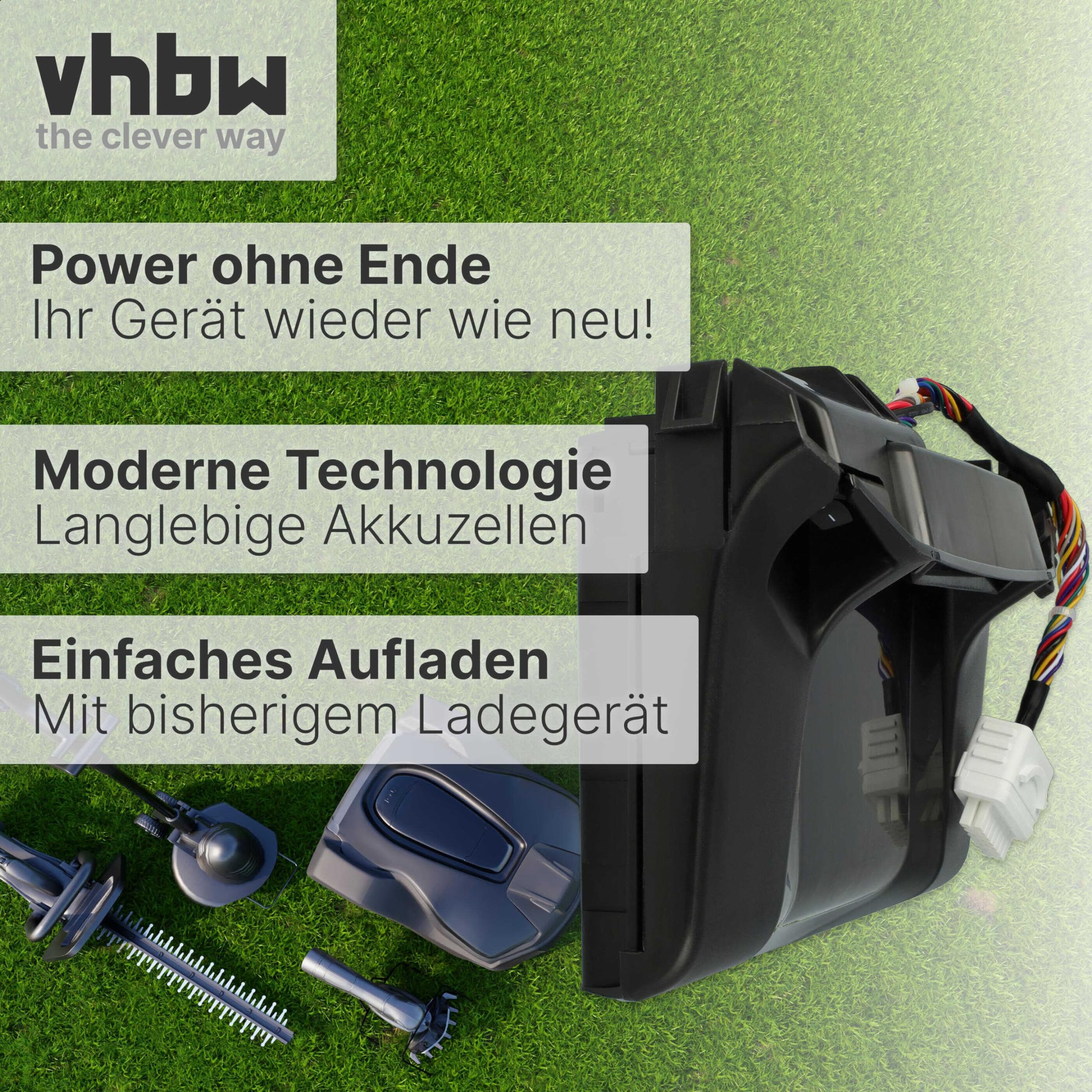 vhbw batteria compatibile con Robomow Premium RC302,RC304,RC304u,RC306, RC308, RC308u, RC312, RC312u sostituisce BAT7000B, MRK7005A (Li-Ion 3Ah 25.6V)