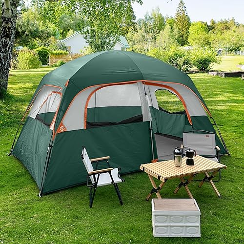Miniatura 7 de CAMPROS CP Upgraded 6/8 Person Camping Tents, Waterproof Windproof Family Tent with Larger Mesh Windows & Door, Double Layer, Easy Set Up, Verde