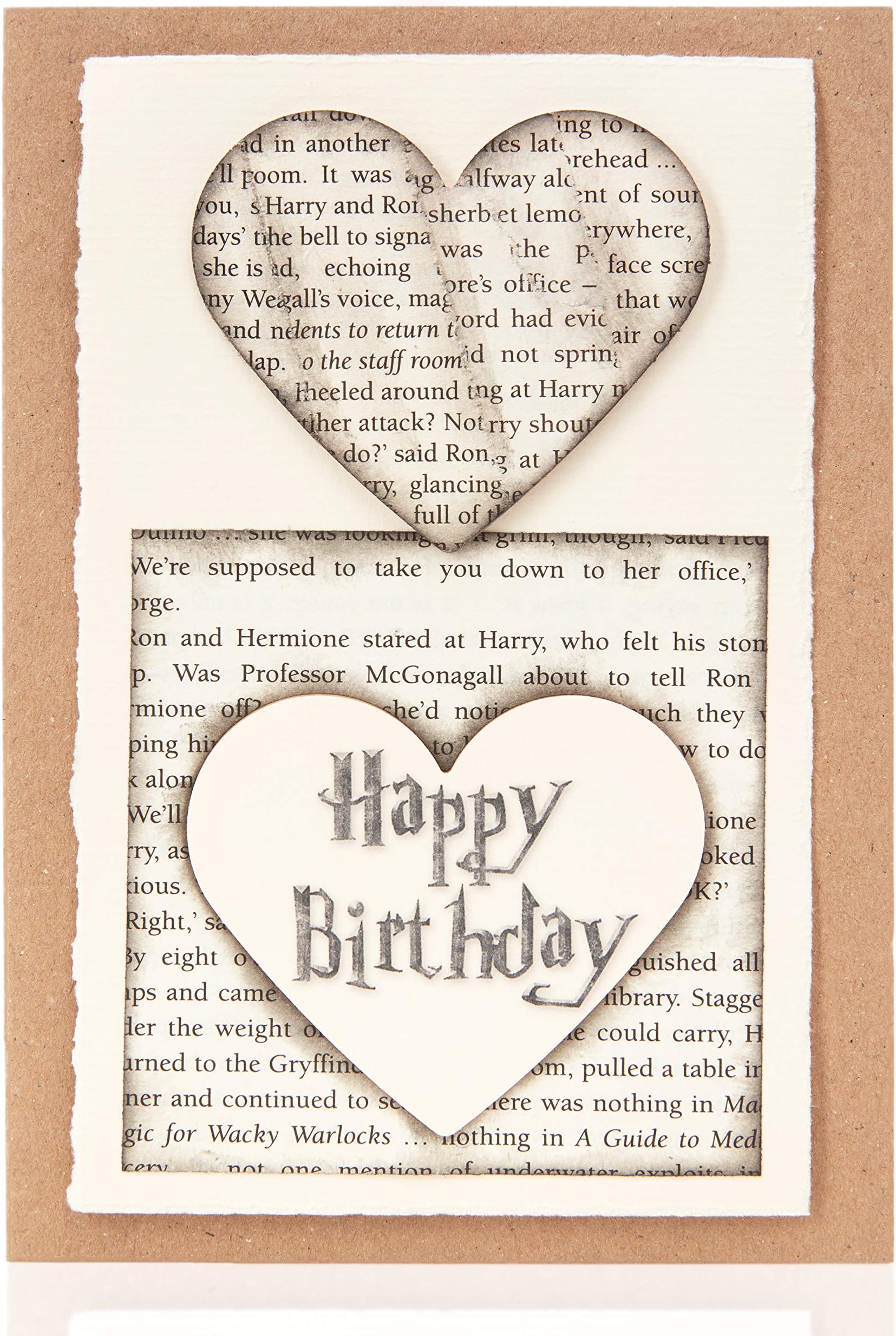 Happy Birthday Card, Made From Harry Potter Book Pages, Handmade Book Lovers Gift, Size 5x7 Inches, Perfect For Your Harry Potter Loving Wife, Husband, Boyfriend, Girlfriend, Brother, Sister, Mom, Dad