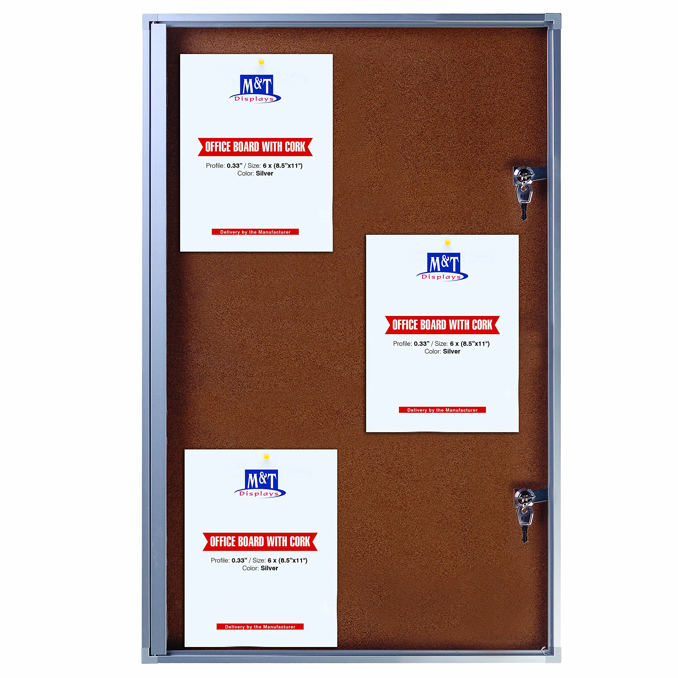 Buy Enclosed Cork Bulletin Board Advertising Display for Indoor Use with Locking Door, 19x38