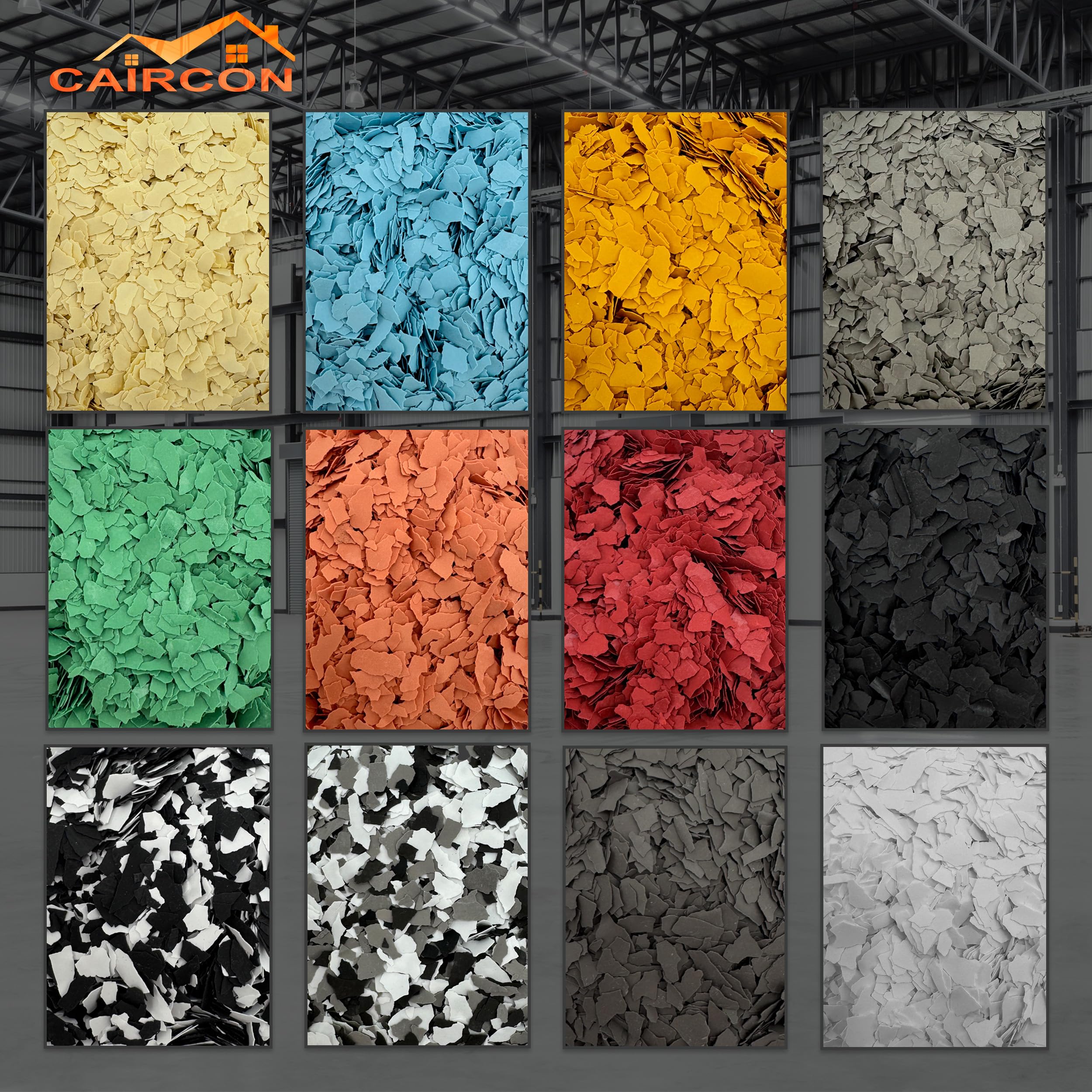 CAIRCON Farbchips für Bodenbeschichtung – Dekochips für Epoxid, PU & Acrylat Bodenfarbe – Schwarz 500g