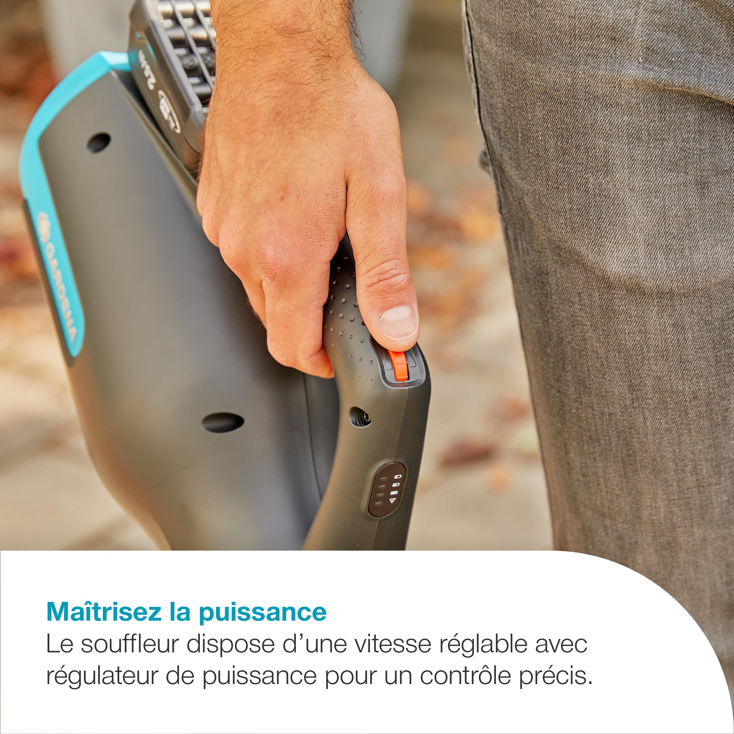 Gardena Souffleur sur batterie PowerJet 18V P4A - sans chargeur ni batterie: Éliminez les feuilles sans effort, Vitesse réglable, Débit d’air élevé, Léger, Sans fil (14890-55)
