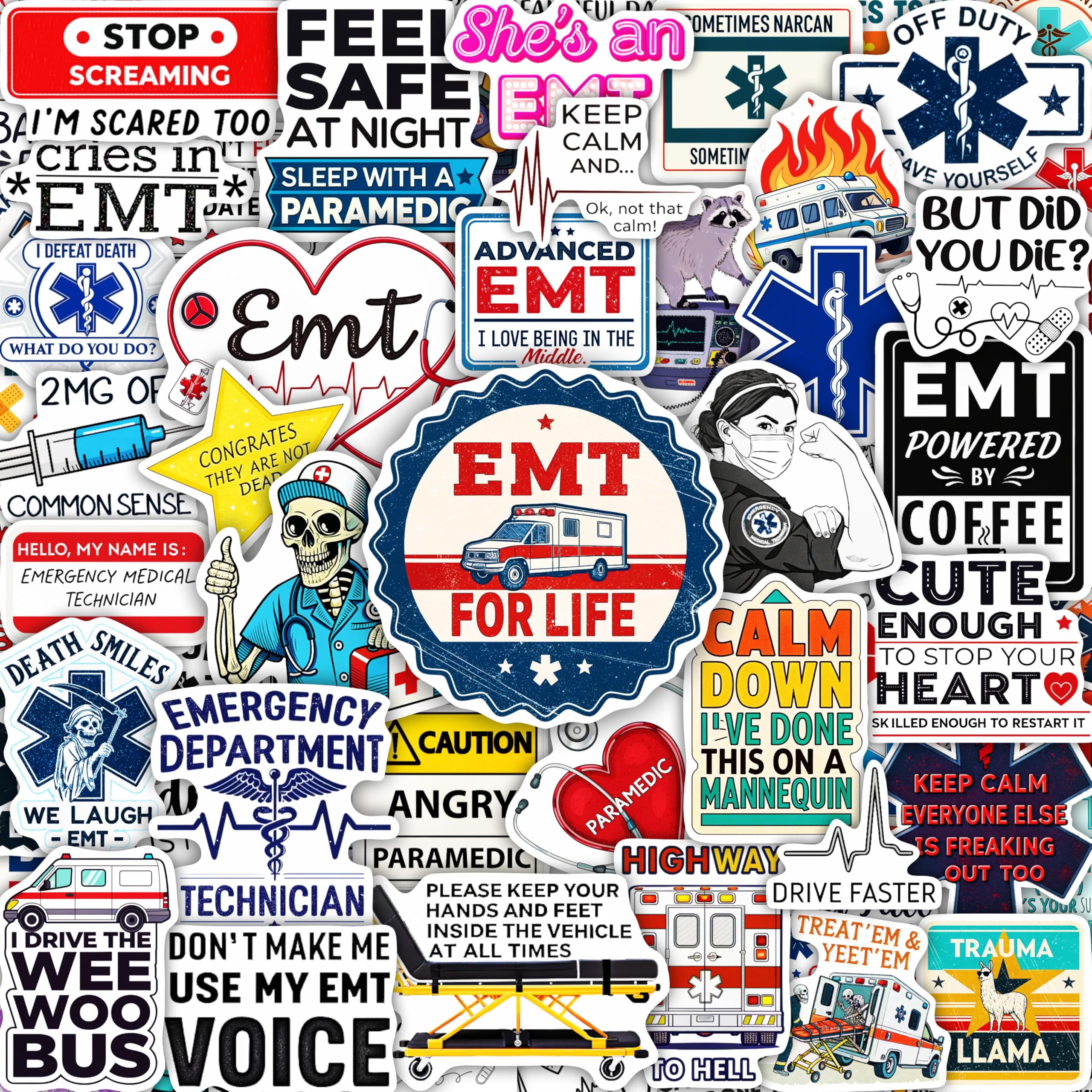 100Pcs Emergency Medical Technician Stickers for Water Bottle - Funny EMT Stickers and Decals - EMT Gifts, Party Decorations - Gift for Women & Men