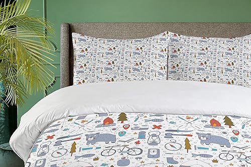 Miniatura 9 de Lunarable Juego de funda de edredón azul marino y amarillo, adorno de estilo de Oriente Medio, patrón inspirado en la cultura otomana, juego de ropa