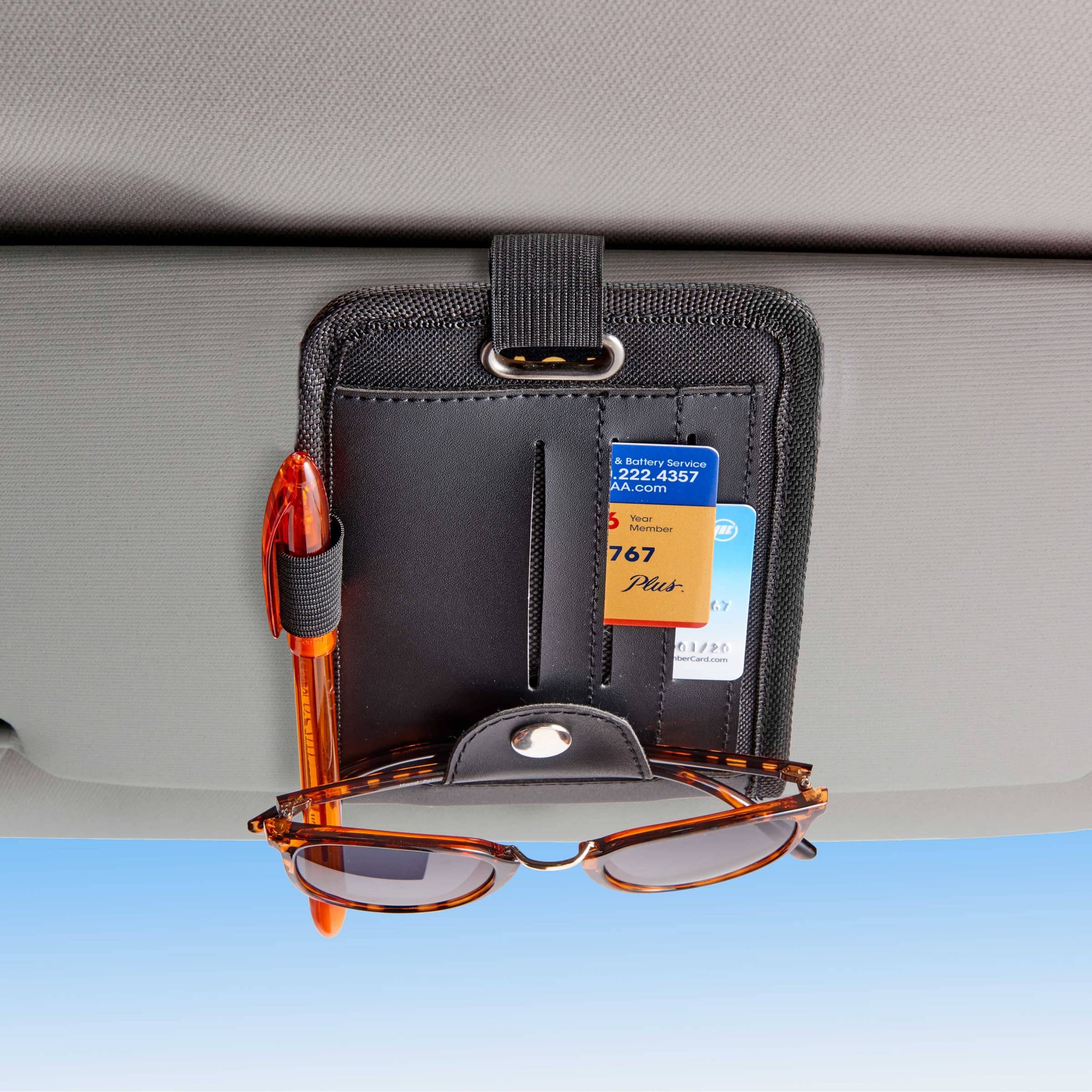 High Road VisorWrap Car Visor Organizer with Sunglass Holder, Card Pockets and Cell Phone Holder