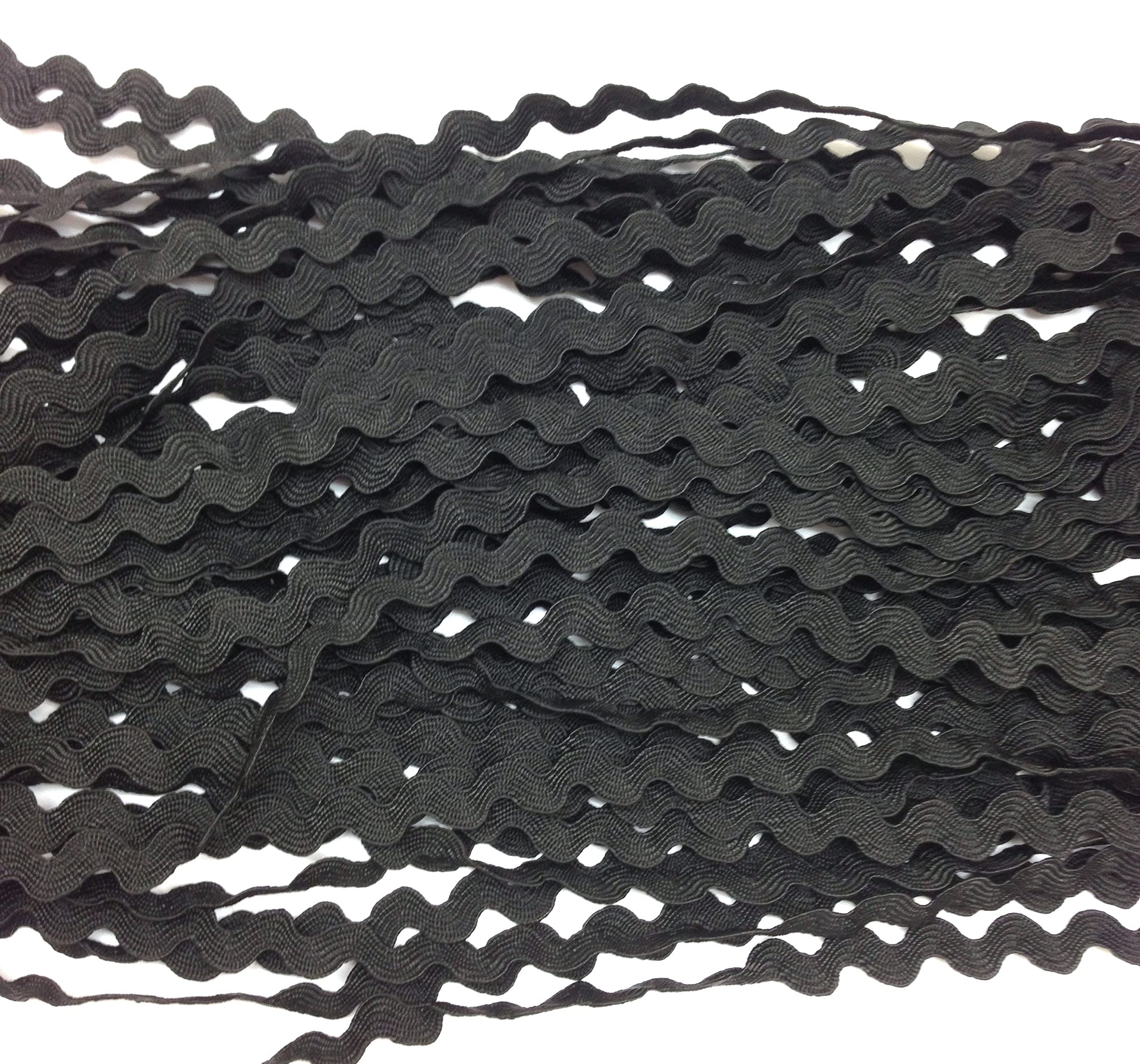 PEPPERLONELY 25M (27.3 Yards) 5mm Black Wave Bending Fringe Trim Ribbon for Clothes Dress Sewing Flower Making Home Party Wedding Decoration Lace Ribbon Craft Supply