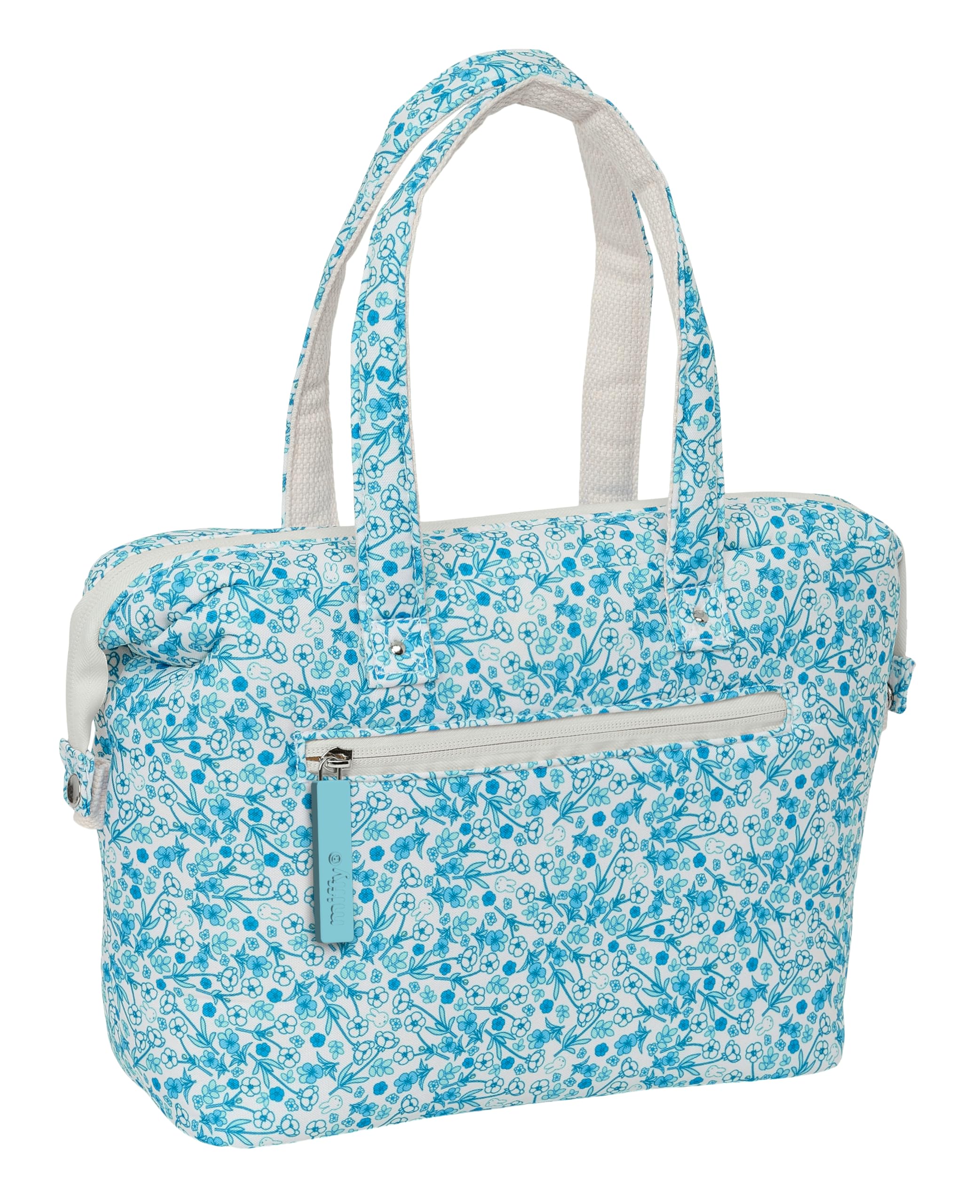 Safta MIFFY MUM GARDEN Duża kosmetyczka z uchwytami, materiał z recyklingu, wodoodporna, praktyczna i wygodna, wytrzymała i wszechstronna, 27 x 12,5 x 24,5 cm, kwiatowo-turkusowa, Turkusowy kwiatowy,