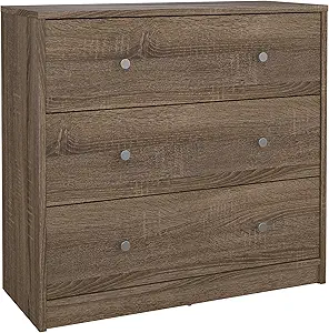 Tvilum, Bedroom Furniture, Silver Knobs, Danish Design 3 Drawer Chest, Gray