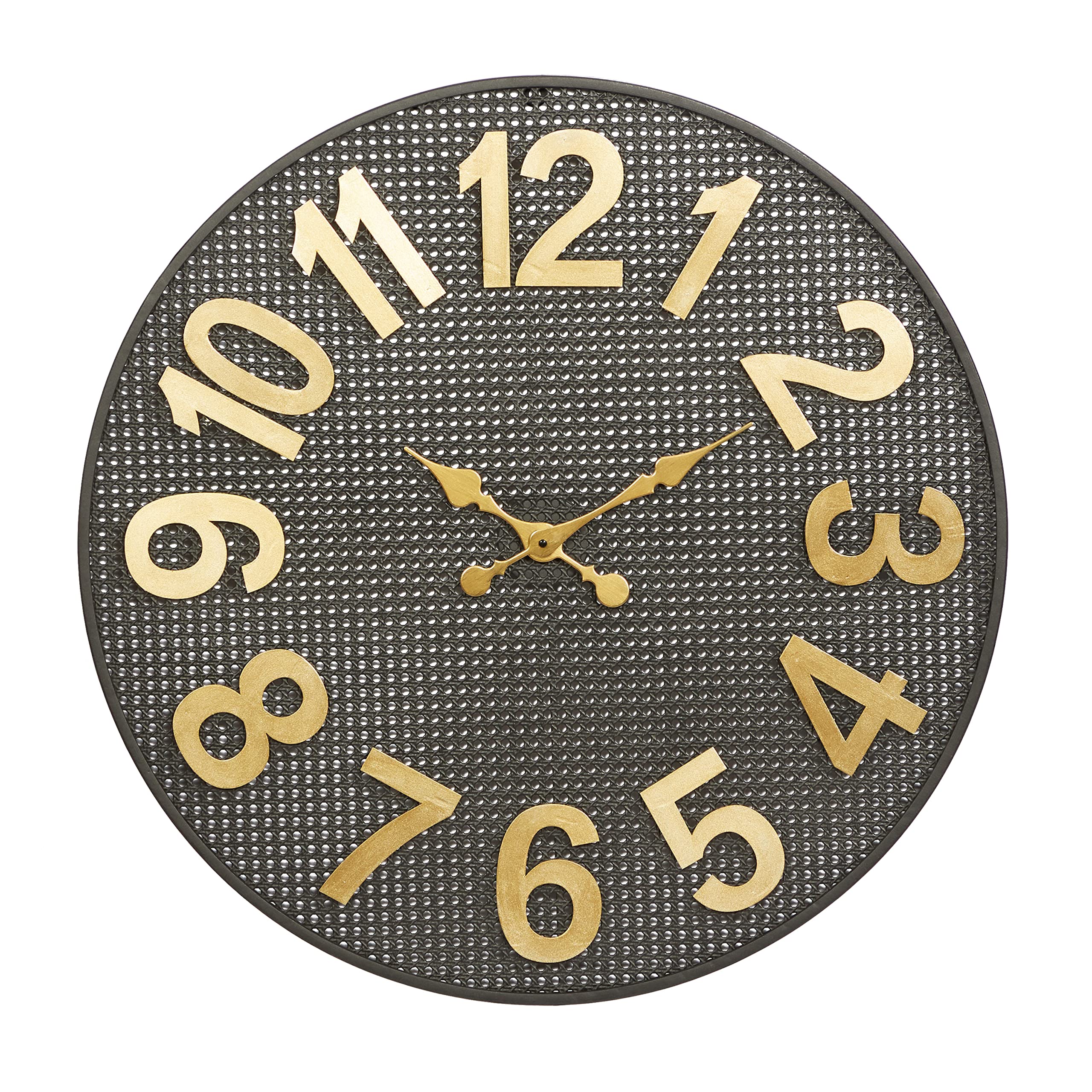 CosmoLiving by Cosmopolitan Metal Wall Clock with Gold Numbers, 32" x 1" x 32", Black