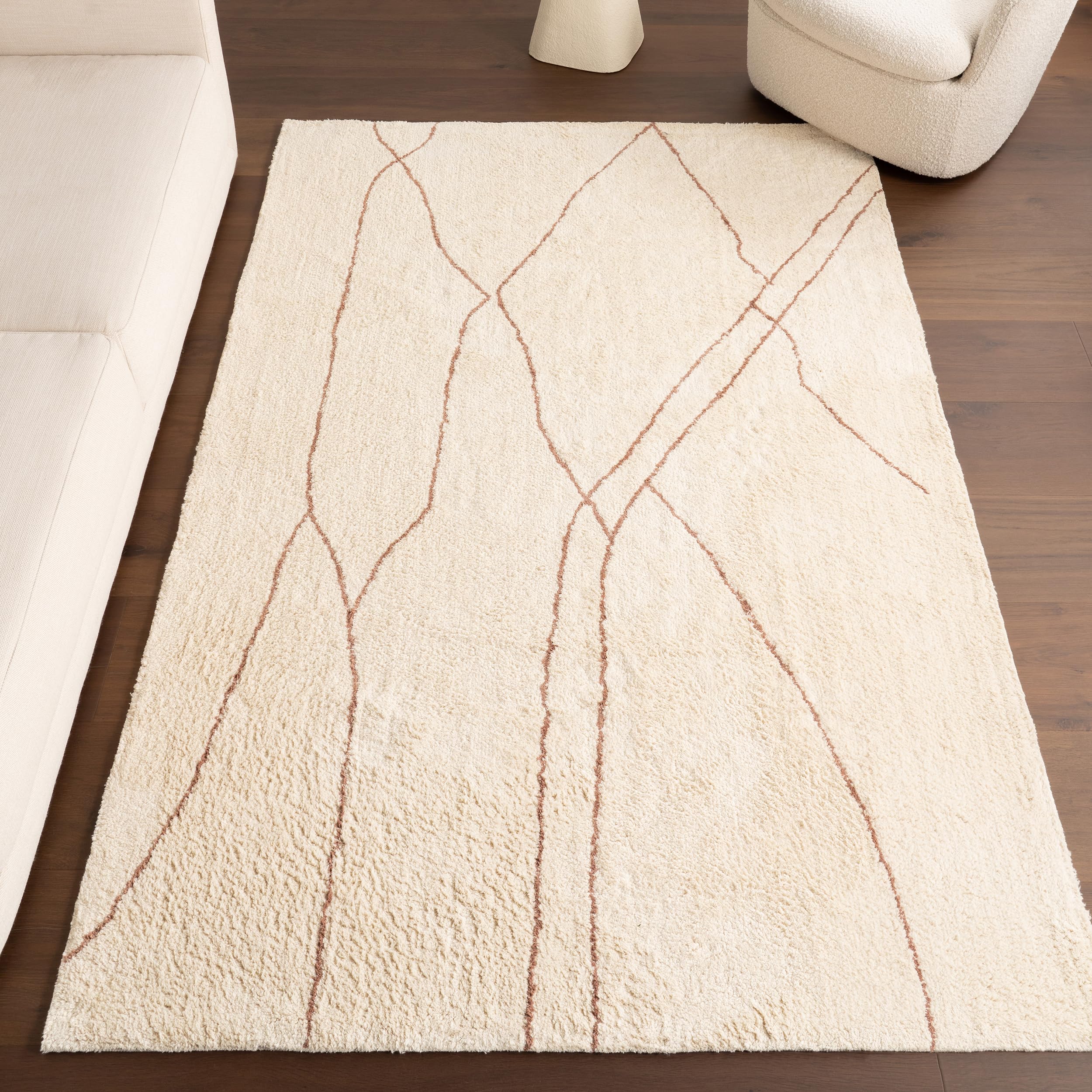 nuLOOM Deepika Abstract 5x8 Area Rug for Living Room Bedroom Dining Room Kitchen, Ivory/Rust