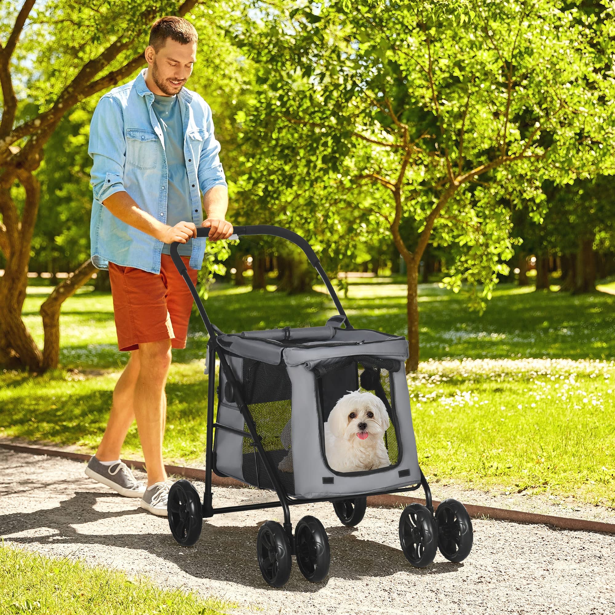 Trasportino Morbido Pieghevole PawHut – 76x54x54 Cm, Verde, Per Cani E Gatti Fino A 20 Kg, Con Cuscino E Copertura Lavabile