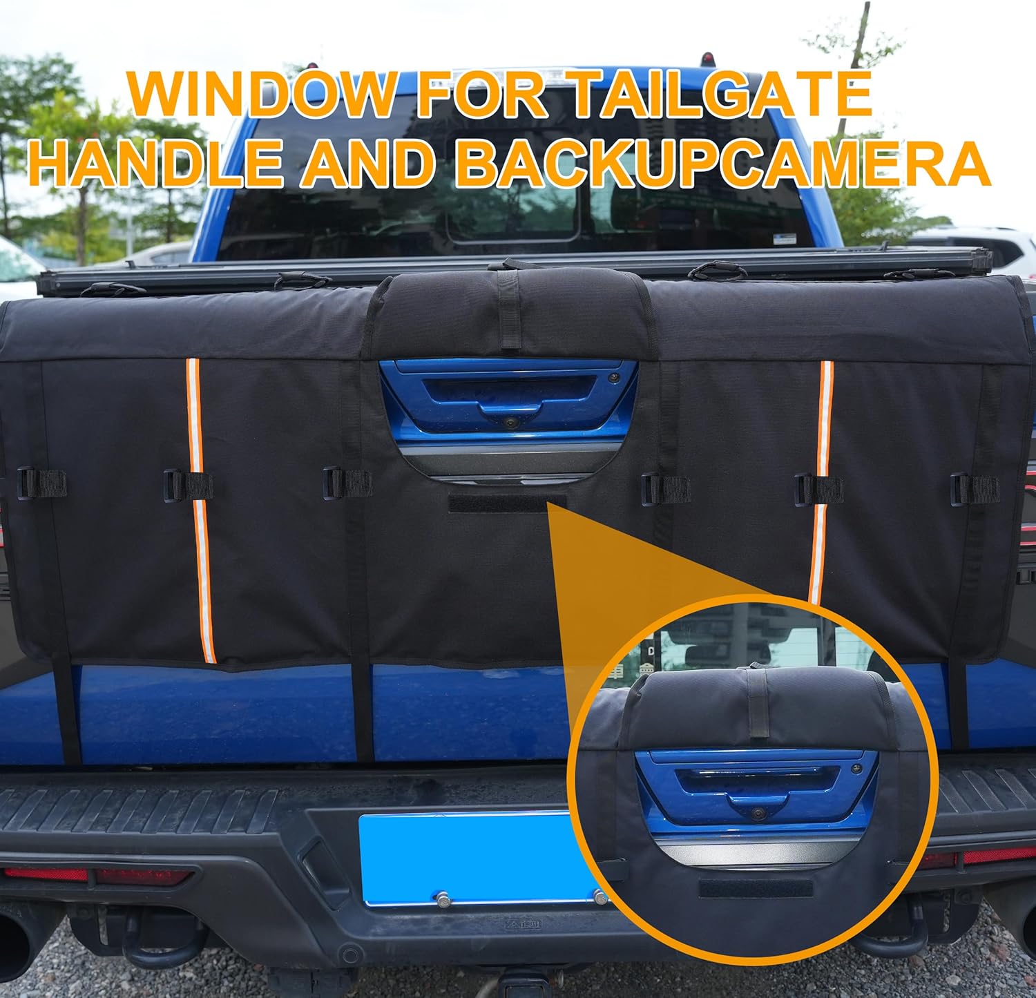 Amooca Tailgate Pad for Mountain Bikes Pickup Truck Tailgate Protection Pad with 3 Tool Pockets 52'' Wide for 5 Bicycles