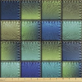 Sponsored Ad - Ambesonne Colorful Fabric by The Yard, Modern Geometric Bohemian Paisley Details in Square Shaped Backdrop ...