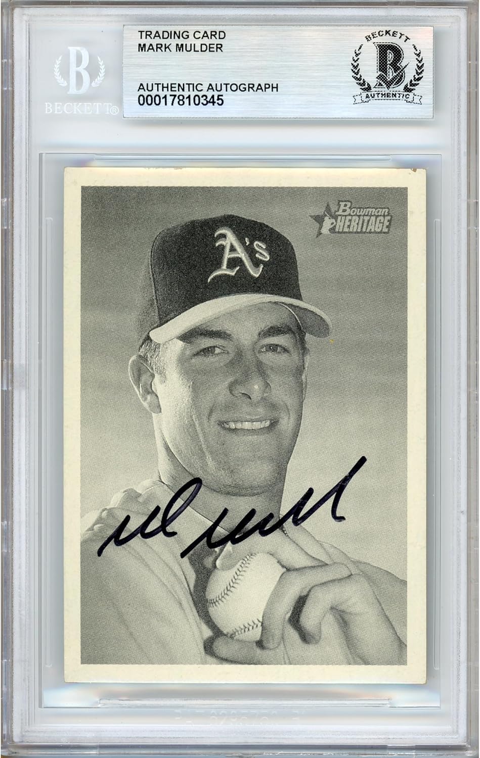 Mark Mulder Autographed 2001 Bowman Heritage #70 Baseball Card Slabbed Beckett BAS Authentic Slab COA Played For Oakland Athletics MLB