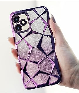 دلـع موبايلك جراب متوافق مع ريلمي C53/ريلمي C51/ريلمي نوت 50، غطاء شفاف لامع متدرج، غطاء شفاف من السيليكون والبولي يوريثين الحراري الناعم لحماية الكاميرا مضاد للصدمات للنساء والفتيات - ارجواني