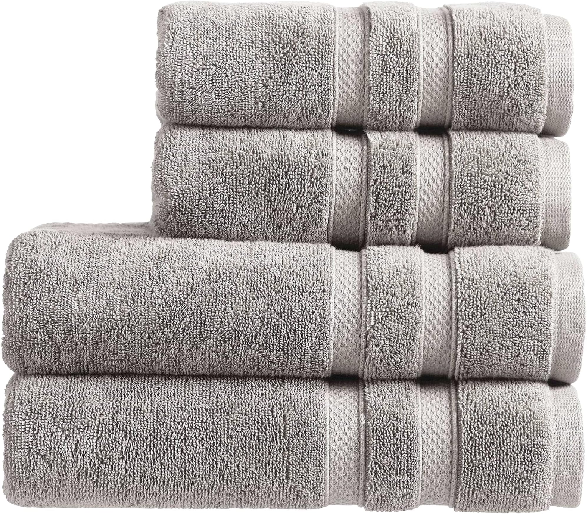 ChristyChroma 4pcs Bathroom Set in Dove Grey | Light Grey Bathroom Towels Set of 4 100% Combed Cotton 2 Large Bath Towels (70cm x 125cm) 2 Hand Towels for Bathroom (50cm x 90cm) 675gsm Luxury Towels