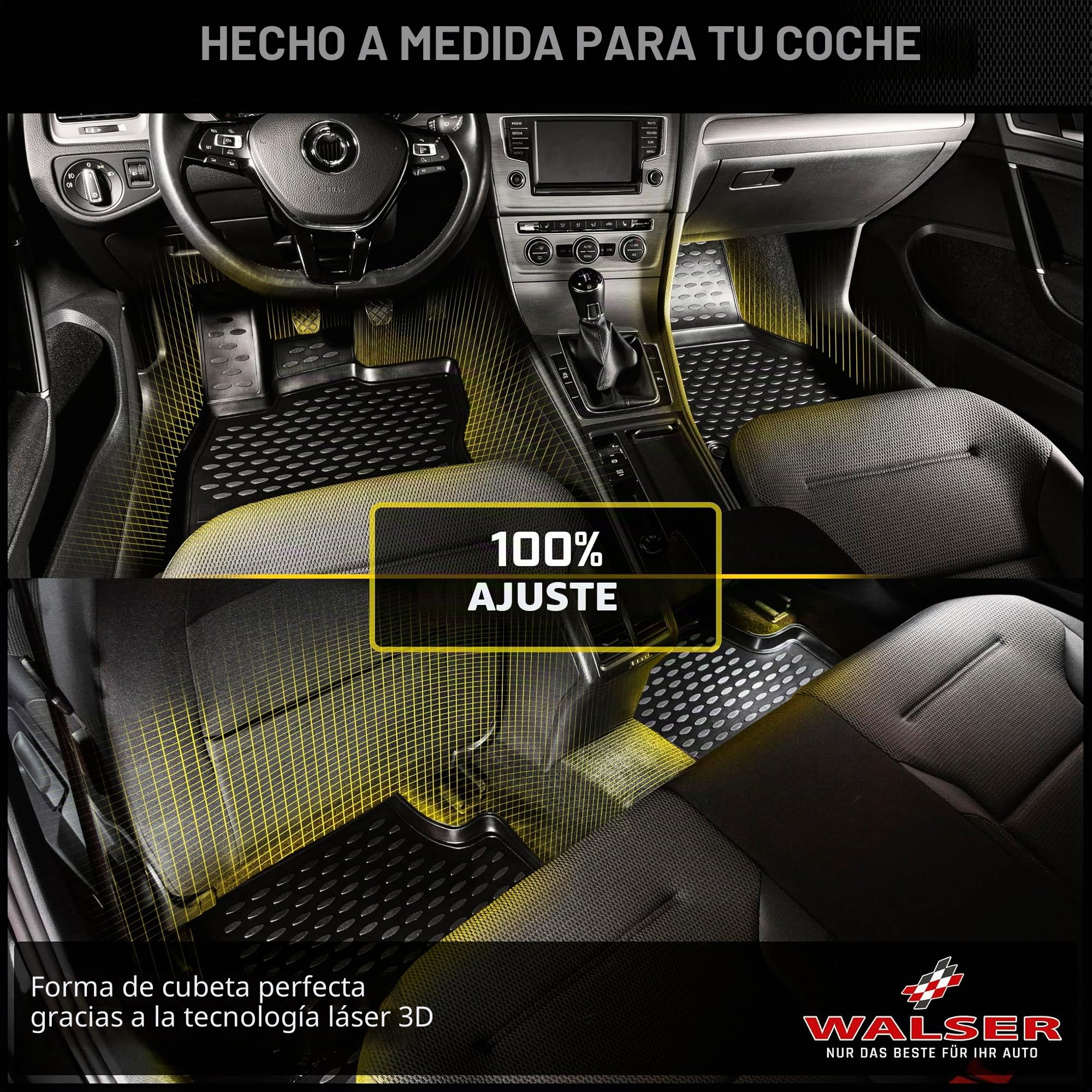 WALSER Alfombrillas de goma a medida XTR compatible con VW Multivan T6 2015-2019, alfombrilla coche, protector de suelo coche