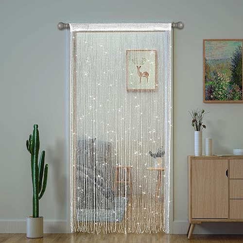 Miniatura 75 de 4 cortinas de cadena para puertas, cortinas con cuentas brillantes para puerta, cortinas de cuentas brillantes, cortina abierta para armario